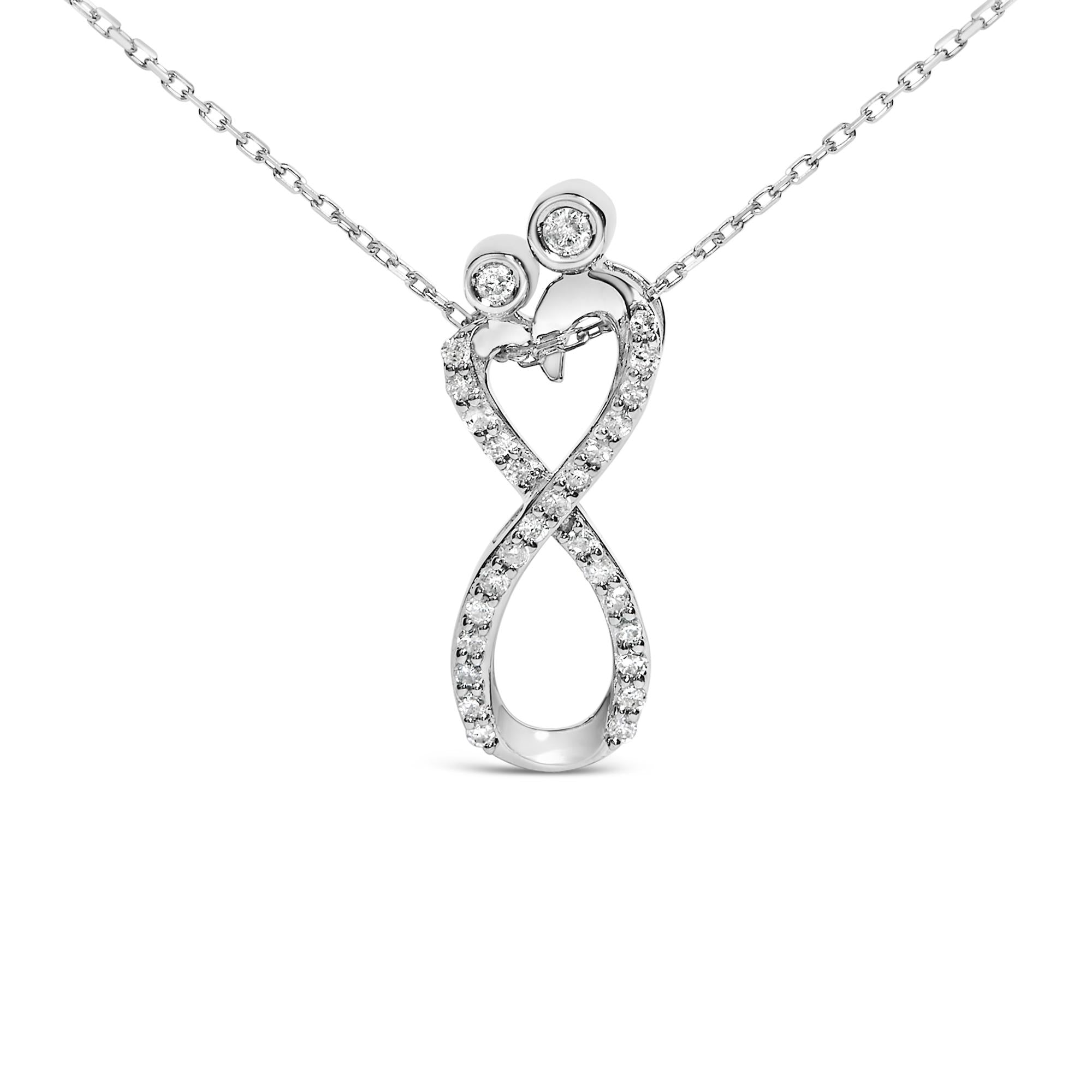Sterling Silver 1/4 Cttw Diamond Infinity Motif Pendant Necklace