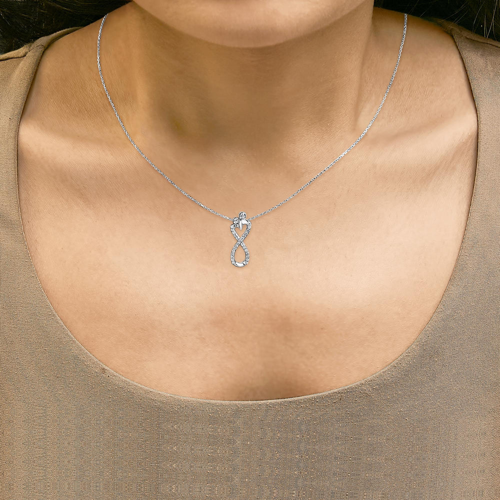 Sterling Silver 1/4 Cttw Diamond Infinity Motif Pendant Necklace