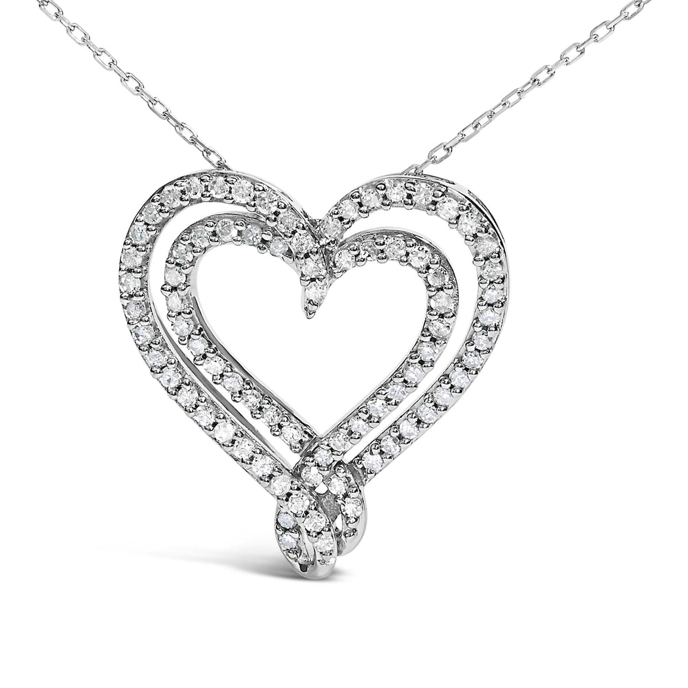 Sterling Silver 1/2 Cttw Diamond Heart Pendant Necklace