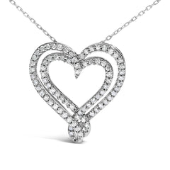 Sterling Silver 1/2 Cttw Diamond Heart Pendant Necklace