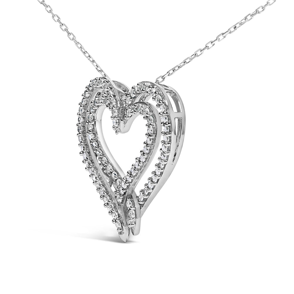 Sterling Silver 1/2 Cttw Diamond Heart Pendant Necklace