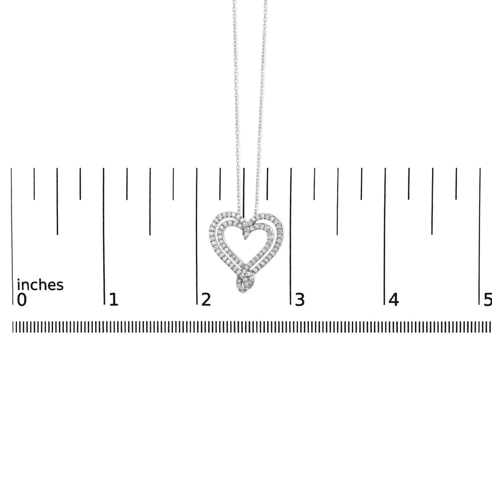 Sterling Silver 1/2 Cttw Diamond Heart Pendant Necklace