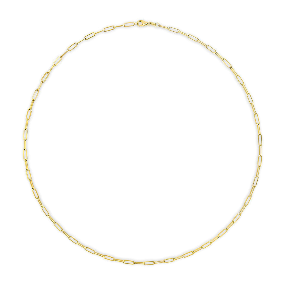 Unisex Solid 14K Gold 2.5mm Paperclip Chain Necklace