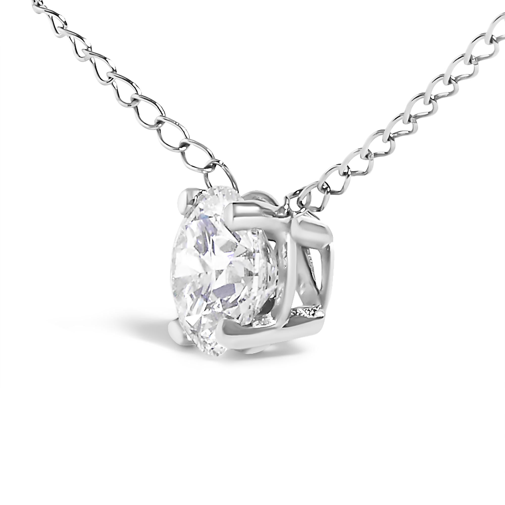 14K Gold Floating 1/2 Cttw Lab Grown Diamond Solitaire Pendant Necklace - 18" Inches