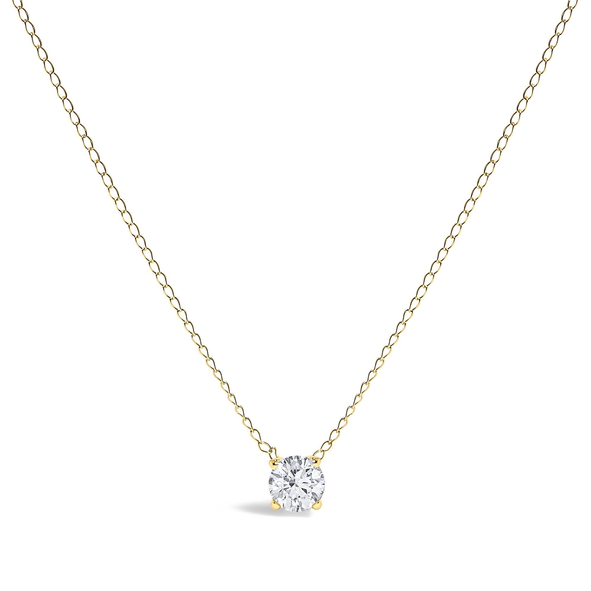 14K Gold Floating 1/2 Cttw Lab Grown Diamond Solitaire Pendant Necklace - 18" Inches