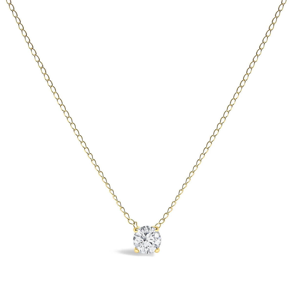 14K Gold Floating 1/2 Cttw Lab Grown Diamond Solitaire Pendant Necklace - 18" Inches