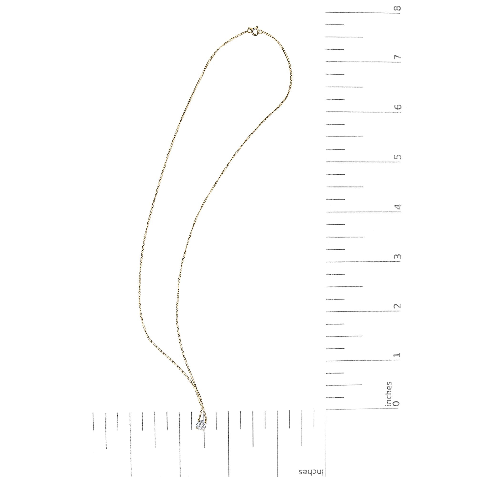 14K Gold Floating 1/2 Cttw Lab Grown Diamond Solitaire Pendant Necklace - 18" Inches