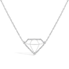 .925 Sterling Silver 1/7 Cttw Lab Grown Diamond Diamond Shaped Pendant Necklace - Size 18 Inches