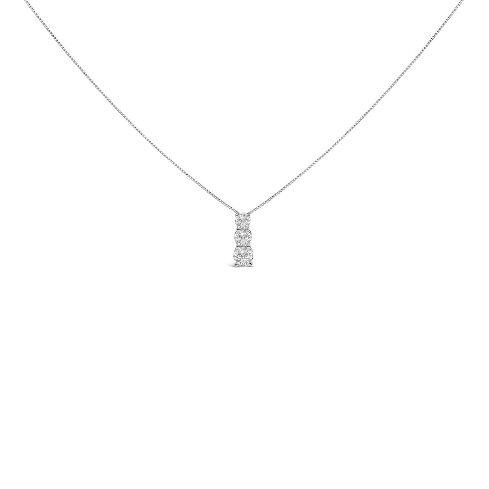 14K Gold 1/2 Cttw Lab Grown Diamond Three Stone Pendant Necklace