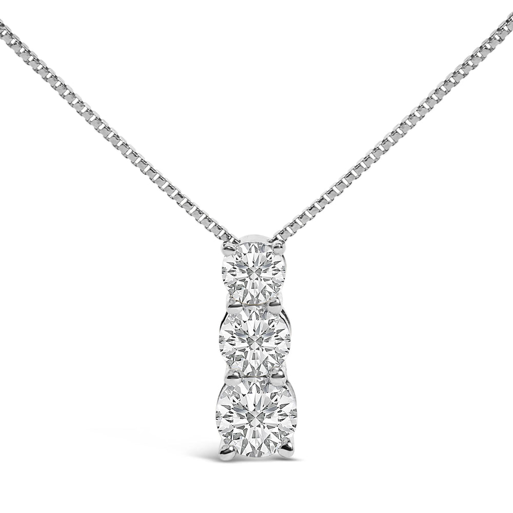 14K Gold 1/2 Cttw Lab Grown Diamond Three Stone Pendant Necklace
