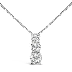 14K Gold 1/2 Cttw Lab Grown Diamond Three Stone Pendant Necklace