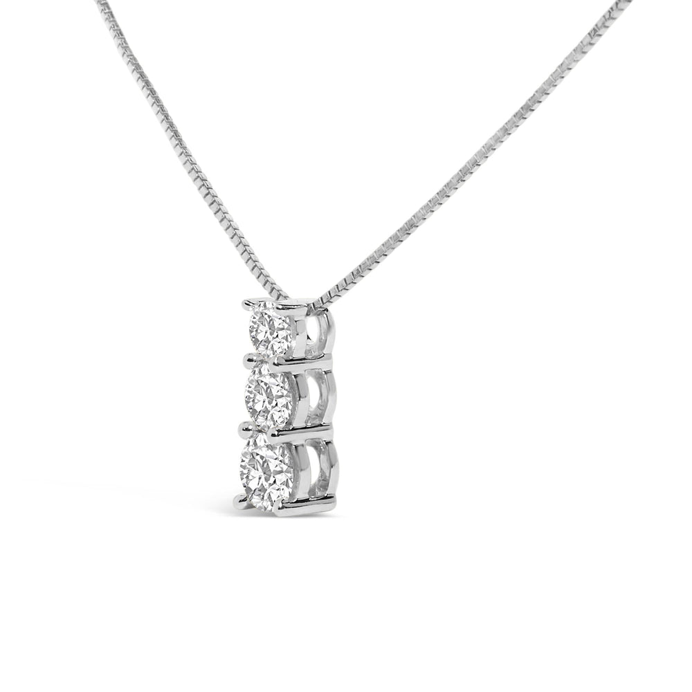 14K Gold 1/2 Cttw Lab Grown Diamond Three Stone Pendant Necklace