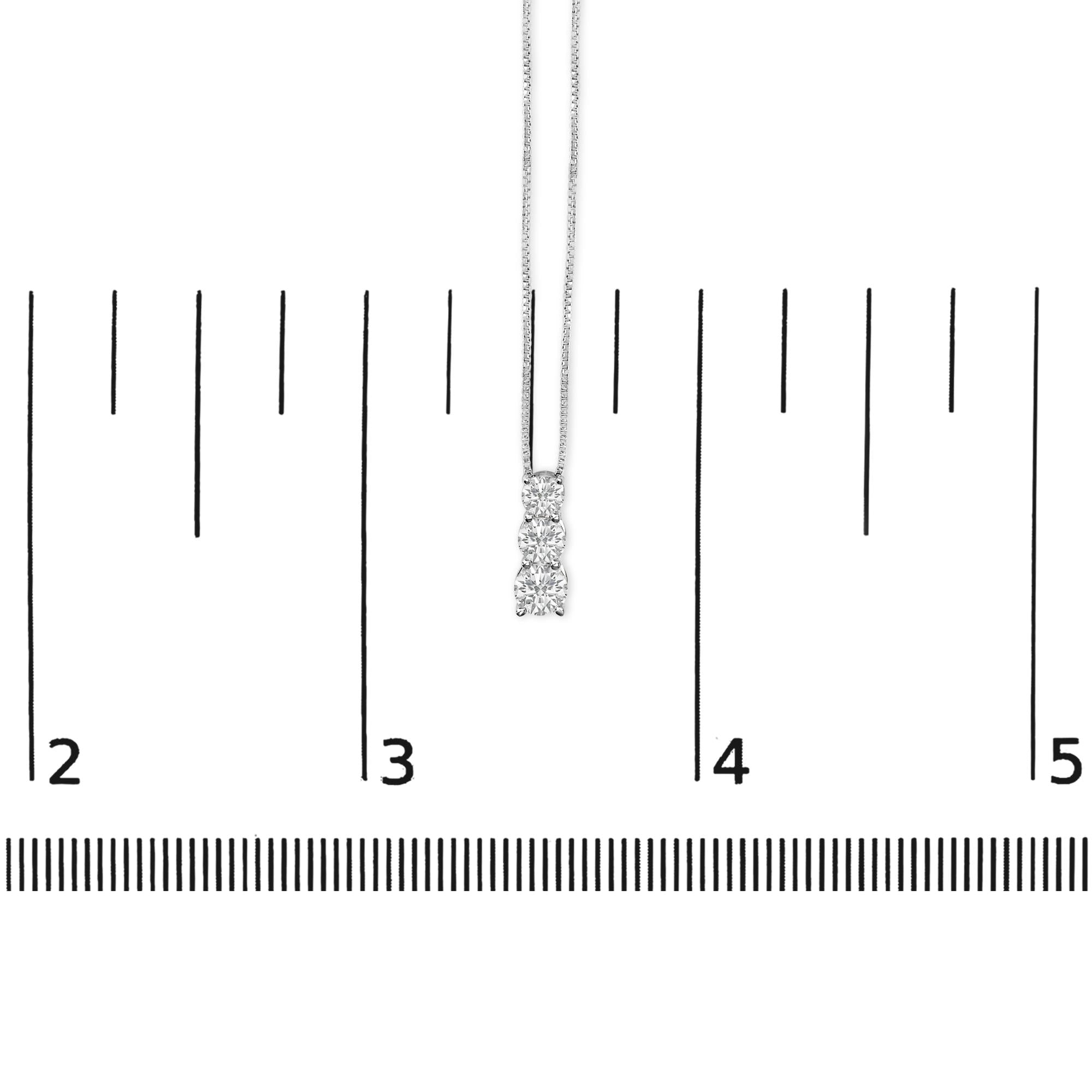 14K Gold 1/2 Cttw Lab Grown Diamond Three Stone Pendant Necklace