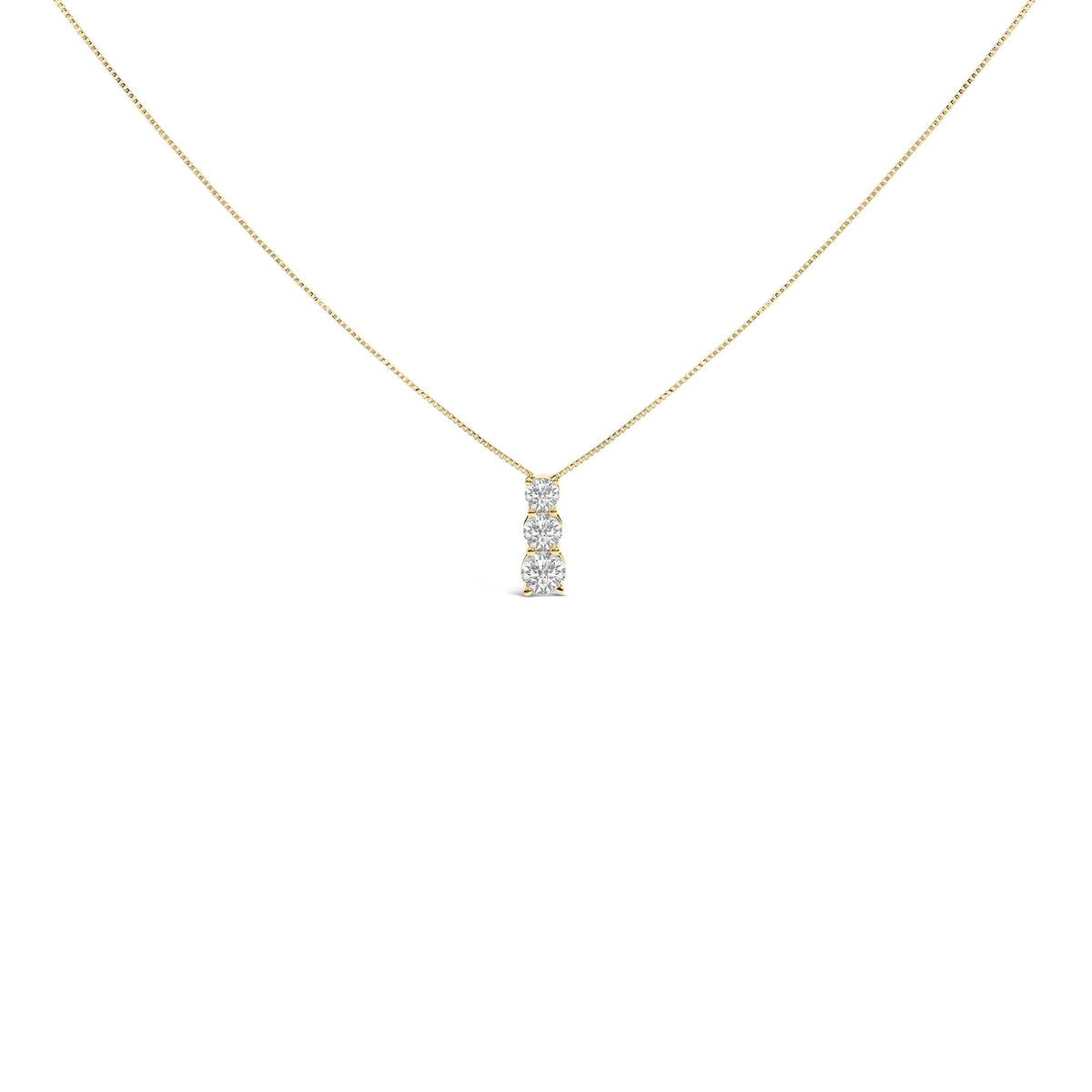 14K Gold 1/2 Cttw Lab Grown Diamond Three Stone Pendant Necklace
