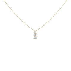 14K Gold 1/2 Cttw Lab Grown Diamond Three Stone Pendant Necklace