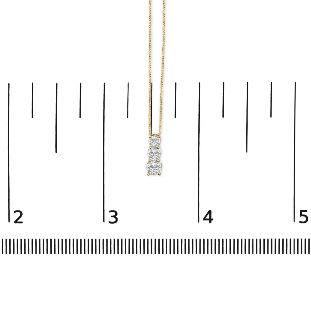 14K Gold 1/2 Cttw Lab Grown Diamond Three Stone Pendant Necklace