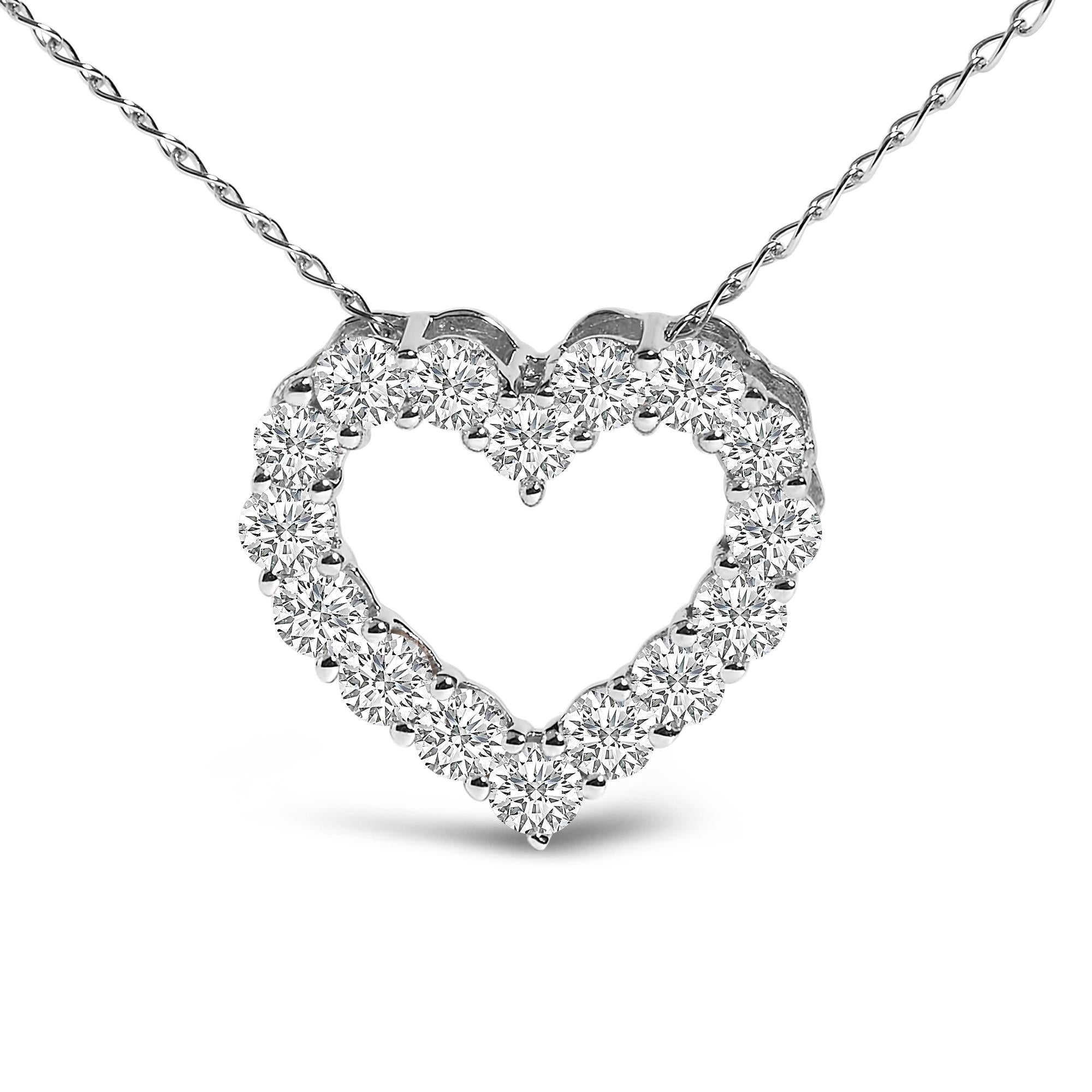 14K Gold 1/2 Carat Lab Grown Diamond Heart Shape Pendant Necklace