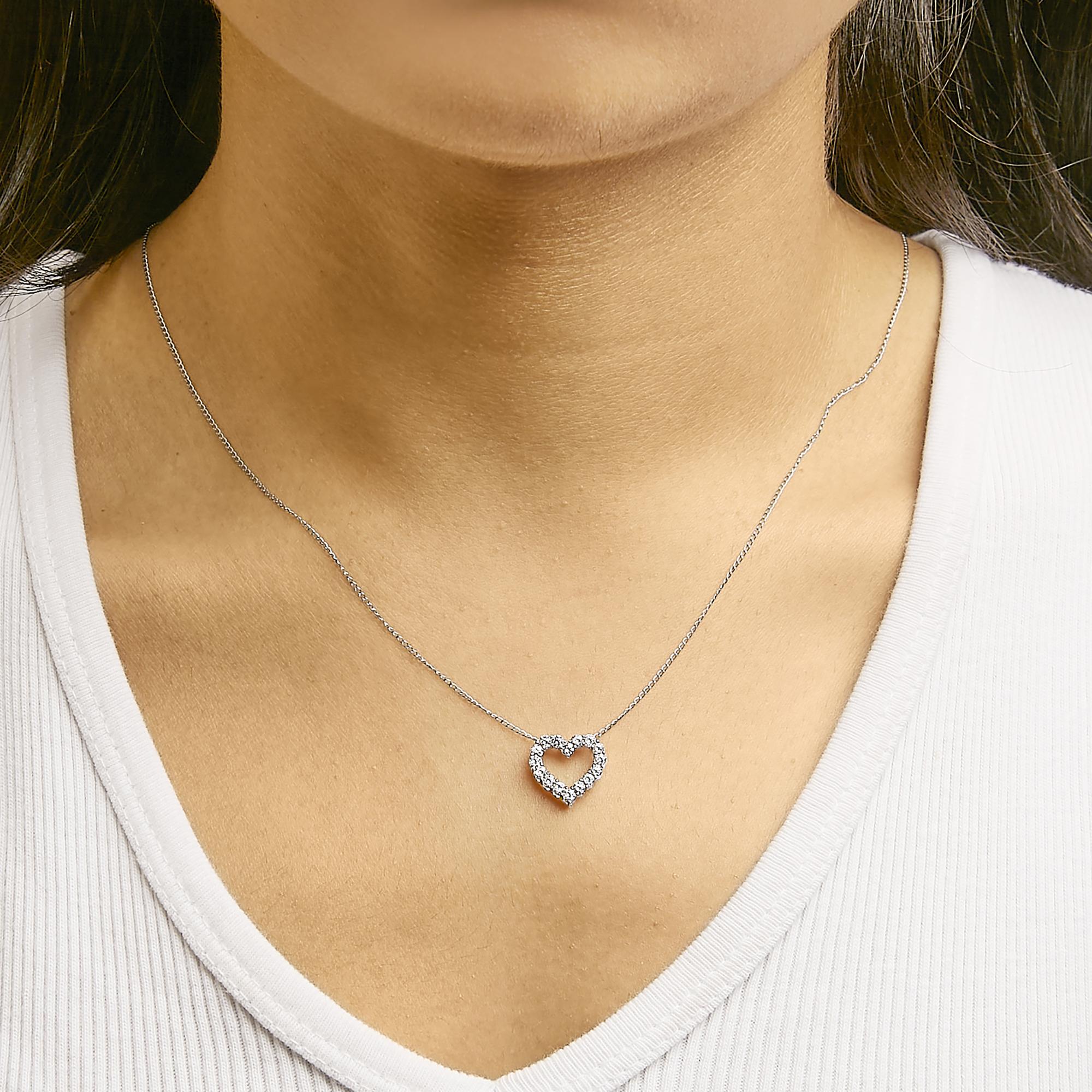 14K Gold 1/2 Carat Lab Grown Diamond Heart Shape Pendant Necklace