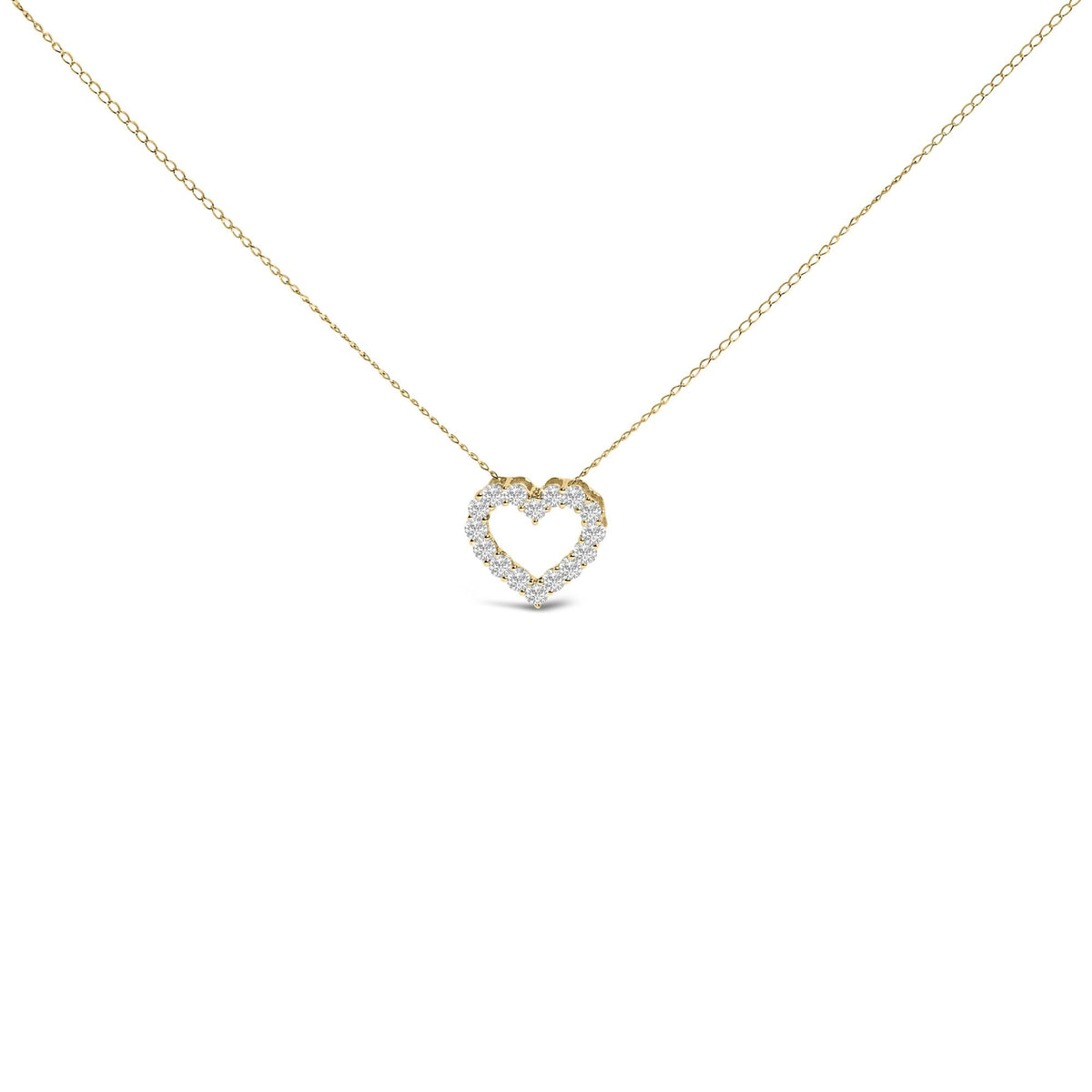 14K Gold 1/2 Carat Lab Grown Diamond Heart Shape Pendant Necklace