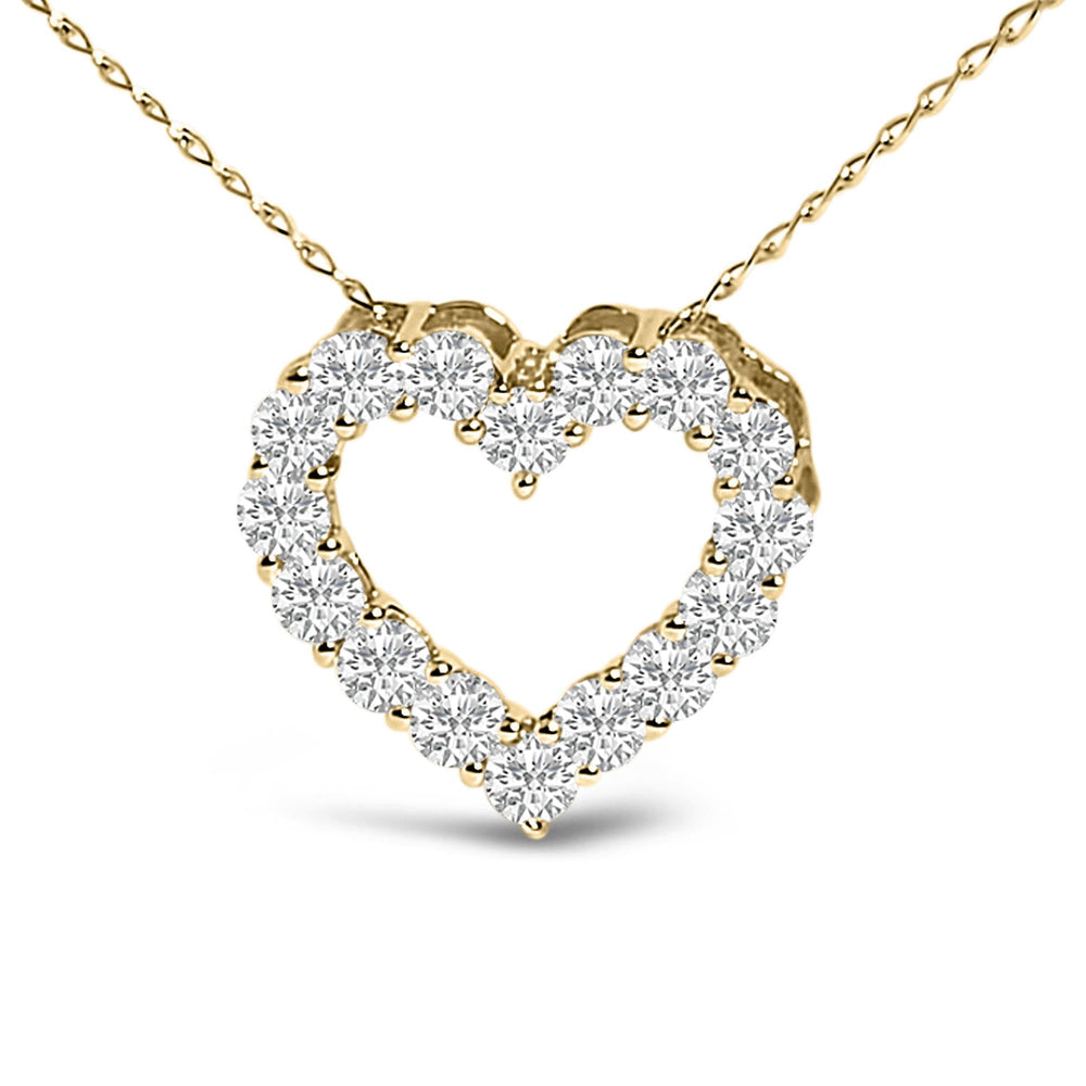 14K Gold 1/2 Carat Lab Grown Diamond Heart Shape Pendant Necklace