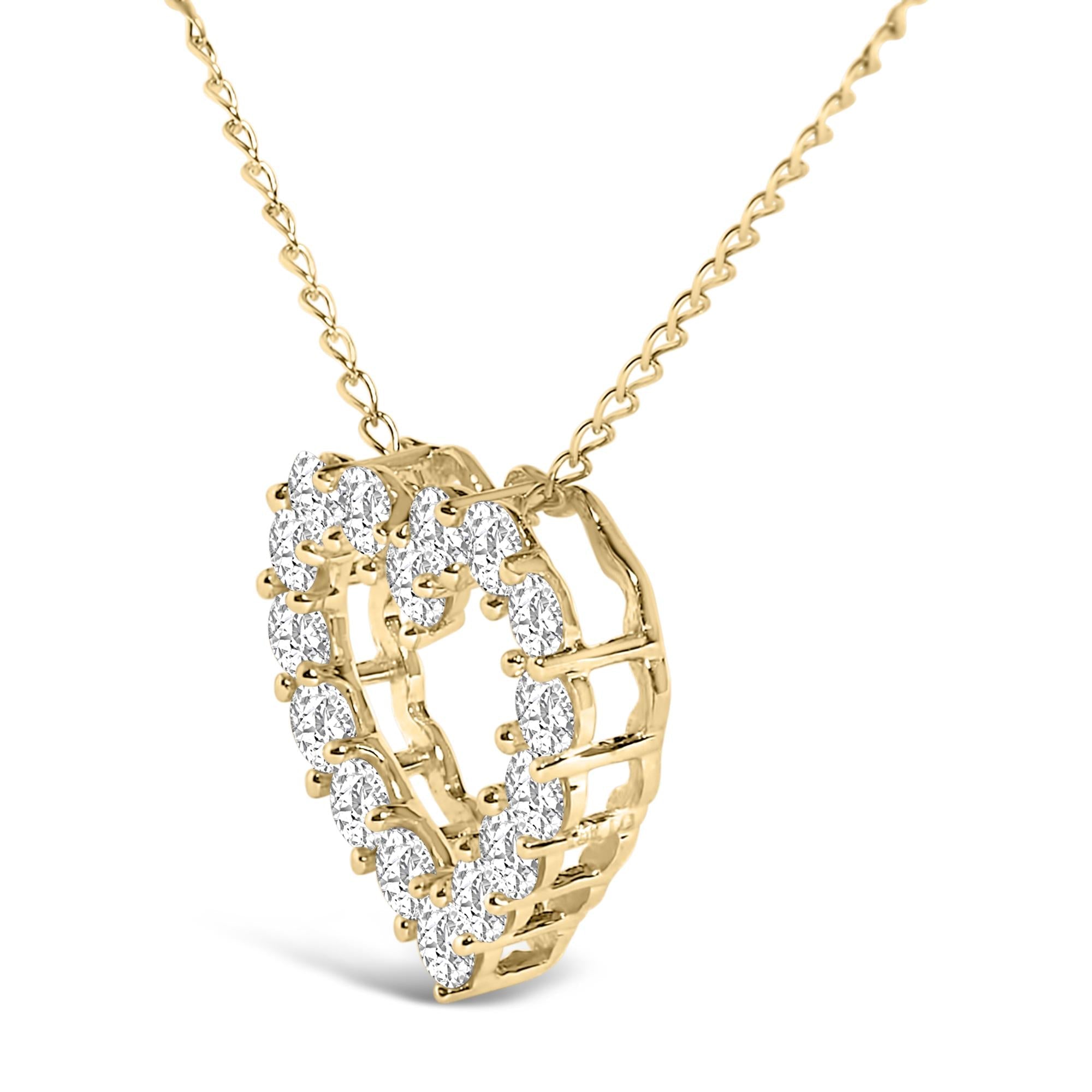 14K Gold 1/2 Carat Lab Grown Diamond Heart Shape Pendant Necklace