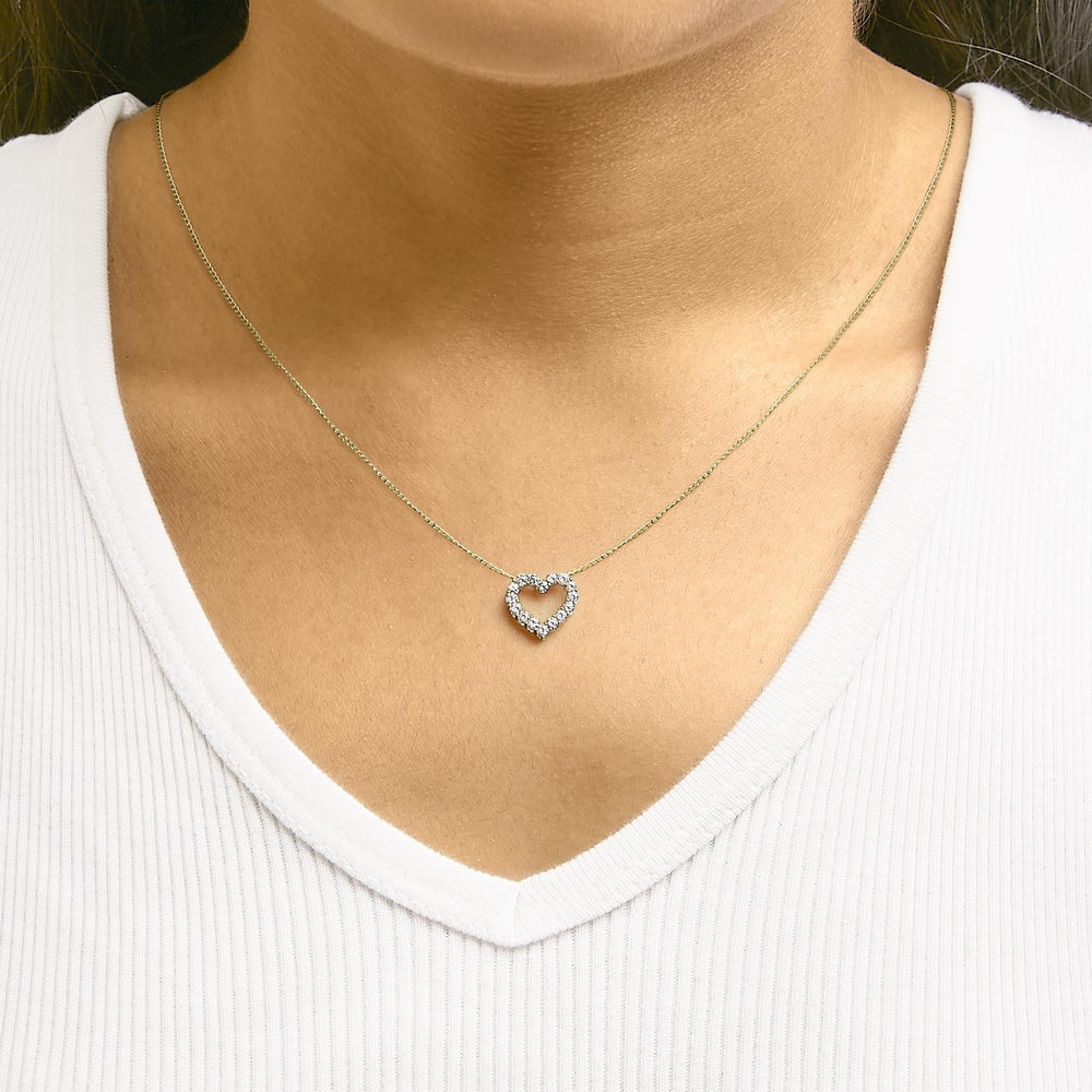 14K Gold 1/2 Carat Lab Grown Diamond Heart Shape Pendant Necklace