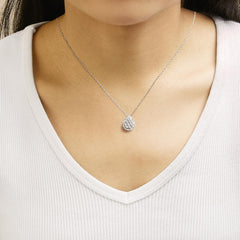 14K Rose Gold Plated Sterling Silver 1/4 Cttw Diamond Teardrop Halo Pendant Necklace