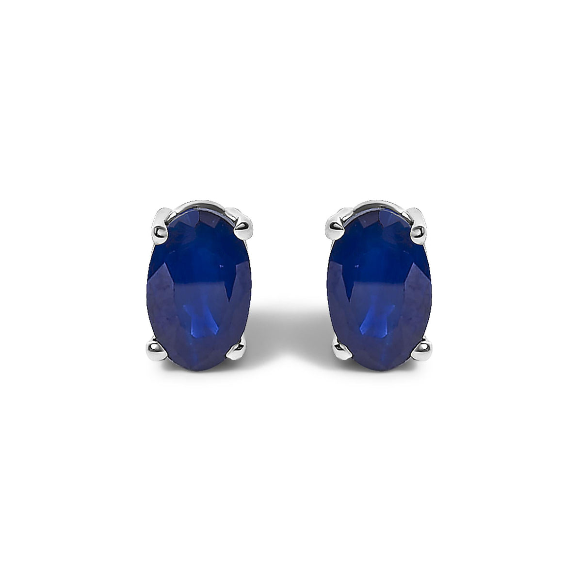 Sterling Silver 0.60 Cttw Oval Blue Sapphire Solitaire Stud Earrings