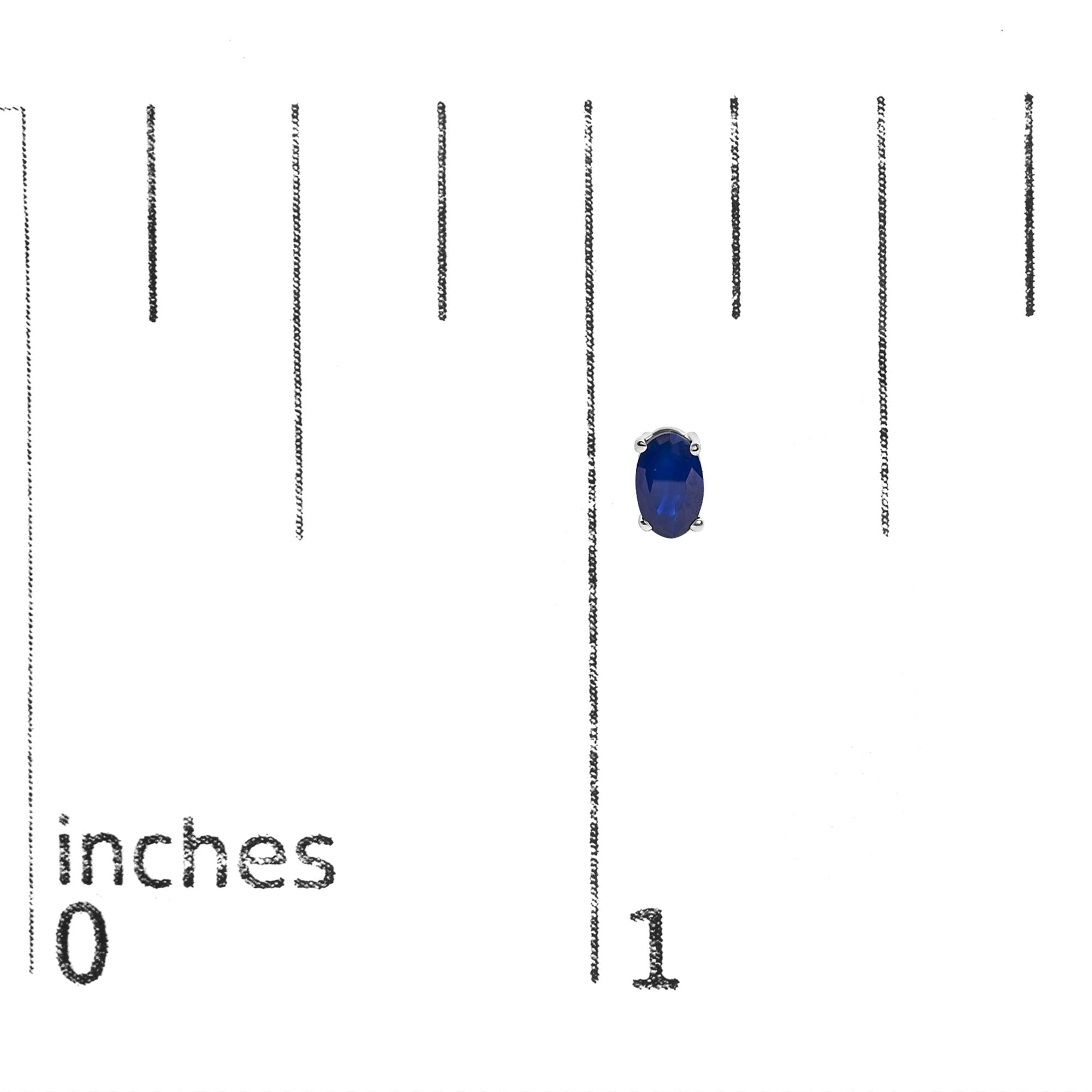 Sterling Silver 0.60 Cttw Oval Blue Sapphire Solitaire Stud Earrings