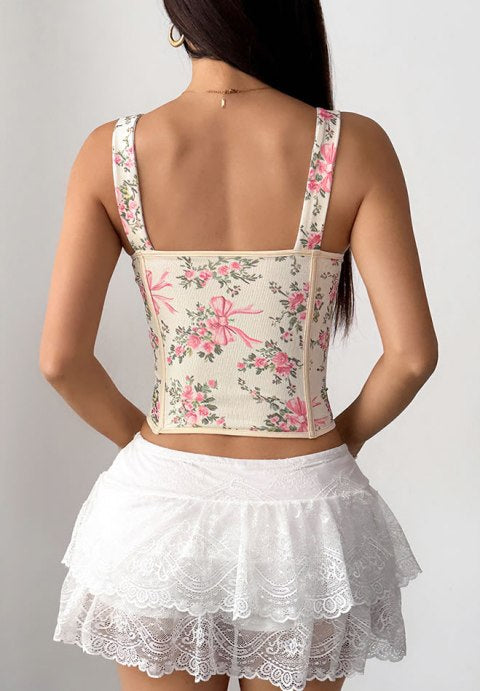 Romantic Floral Bustier Top