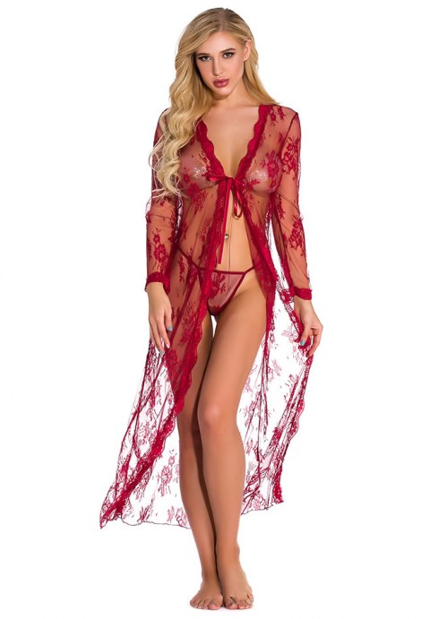 Long Sheer Lace Robe