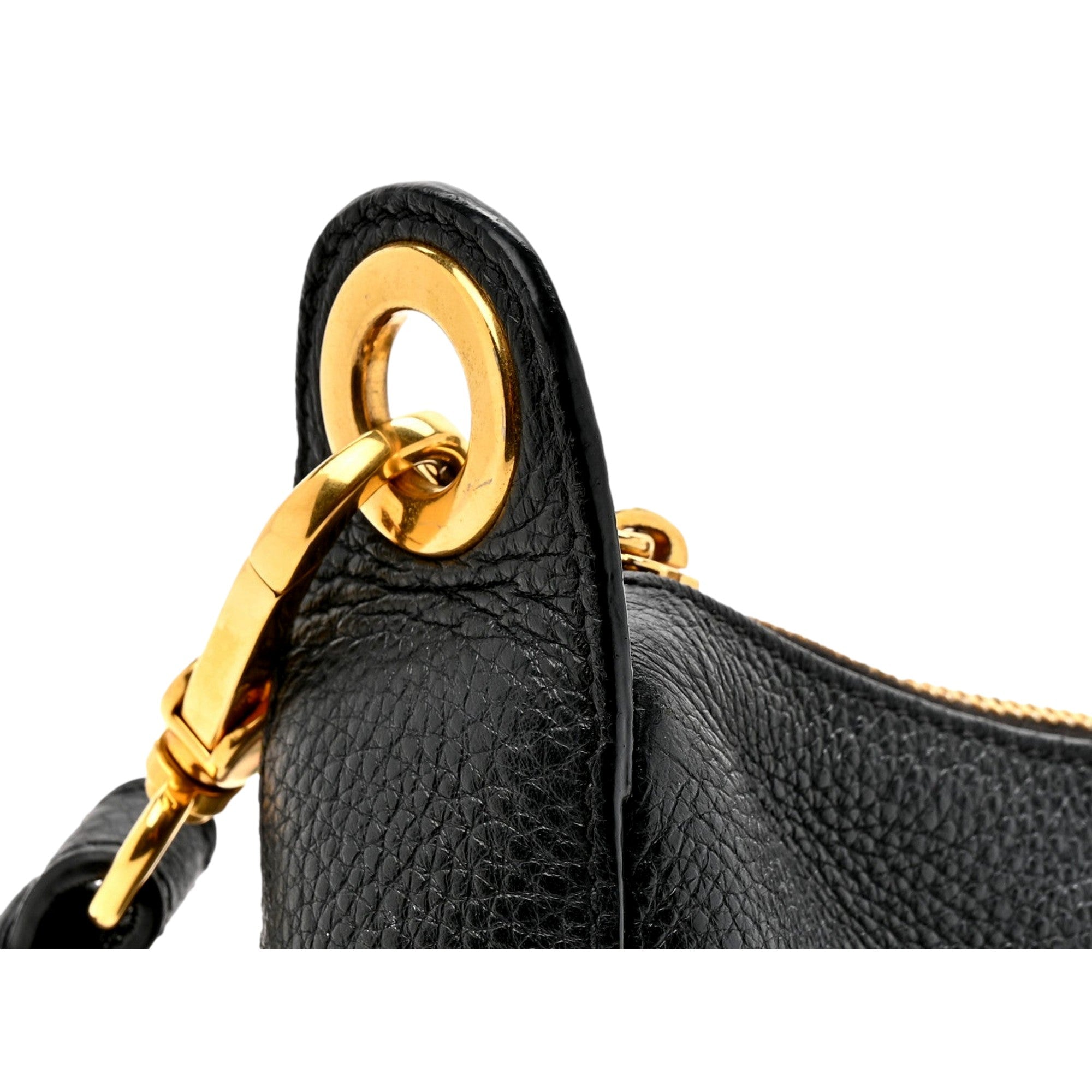 Prada Vitello Phenix Zippered Messenger Hobo Black Leather Shoulder Bag