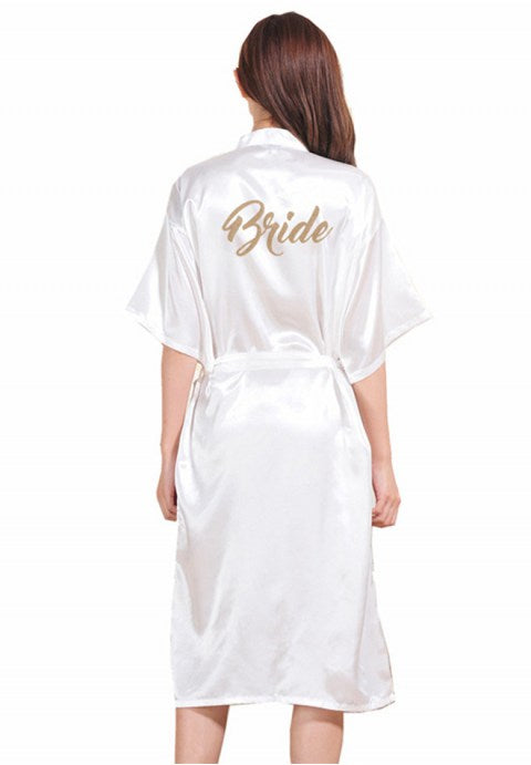 Women's Satin Kimono Robes For Bride Bridesmaid With Gold Glitter Wedding Party Bridal Shower