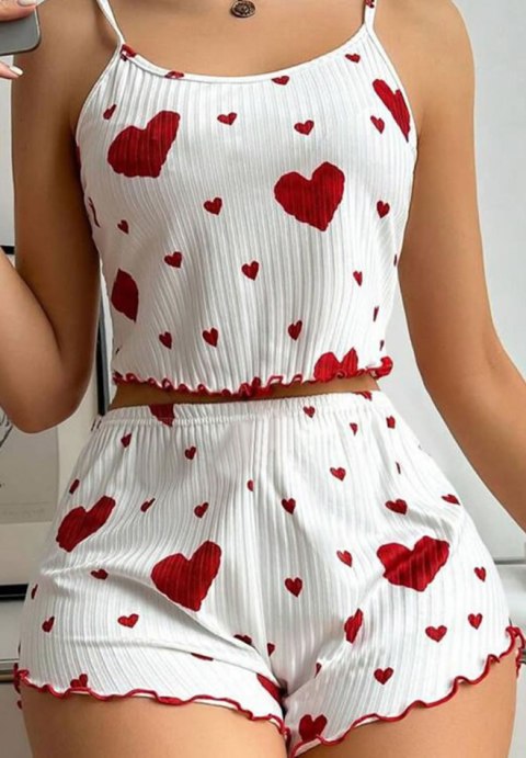 Adorable Heart Print Cami and Shorts Set