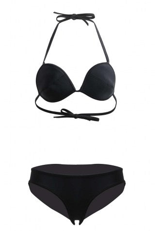 Plain Color Rubber and Neoprene Bikini Set