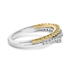10K Yellow Gold Plated Sterling Silver 1/4 Cttw Diamond Chevron and Rope Band Ring