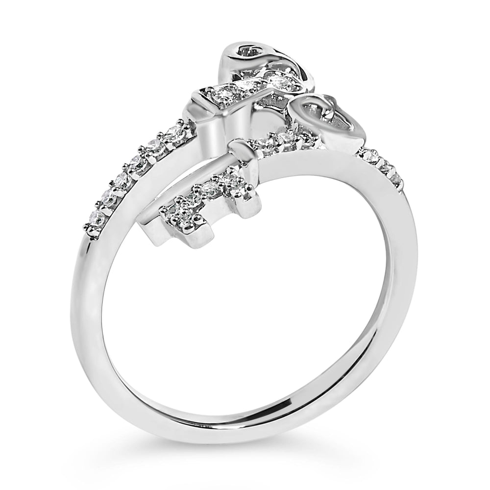 Sterling Silver 1/6 Cttw Key and Keyhole Diamond Ring