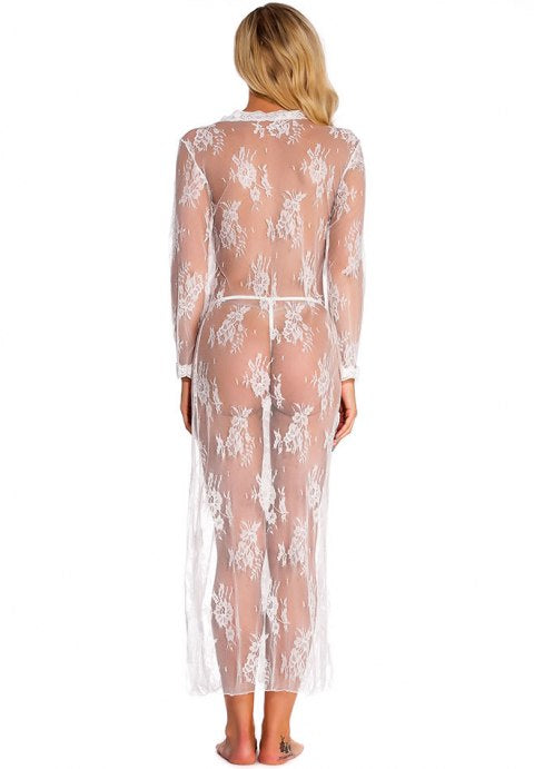 Long Sheer Lace Robe