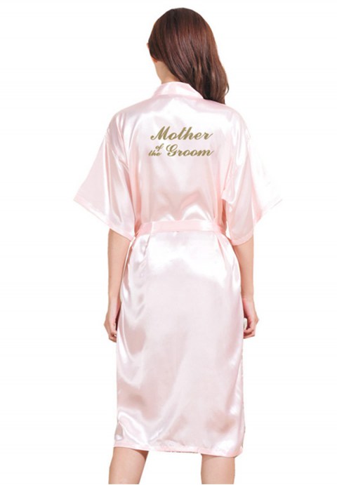 Mother of the Groom Satin Kimono Robe with Gold Glitter