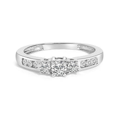 10K Gold 1/2 Cttw Diamond Three Stone Ring