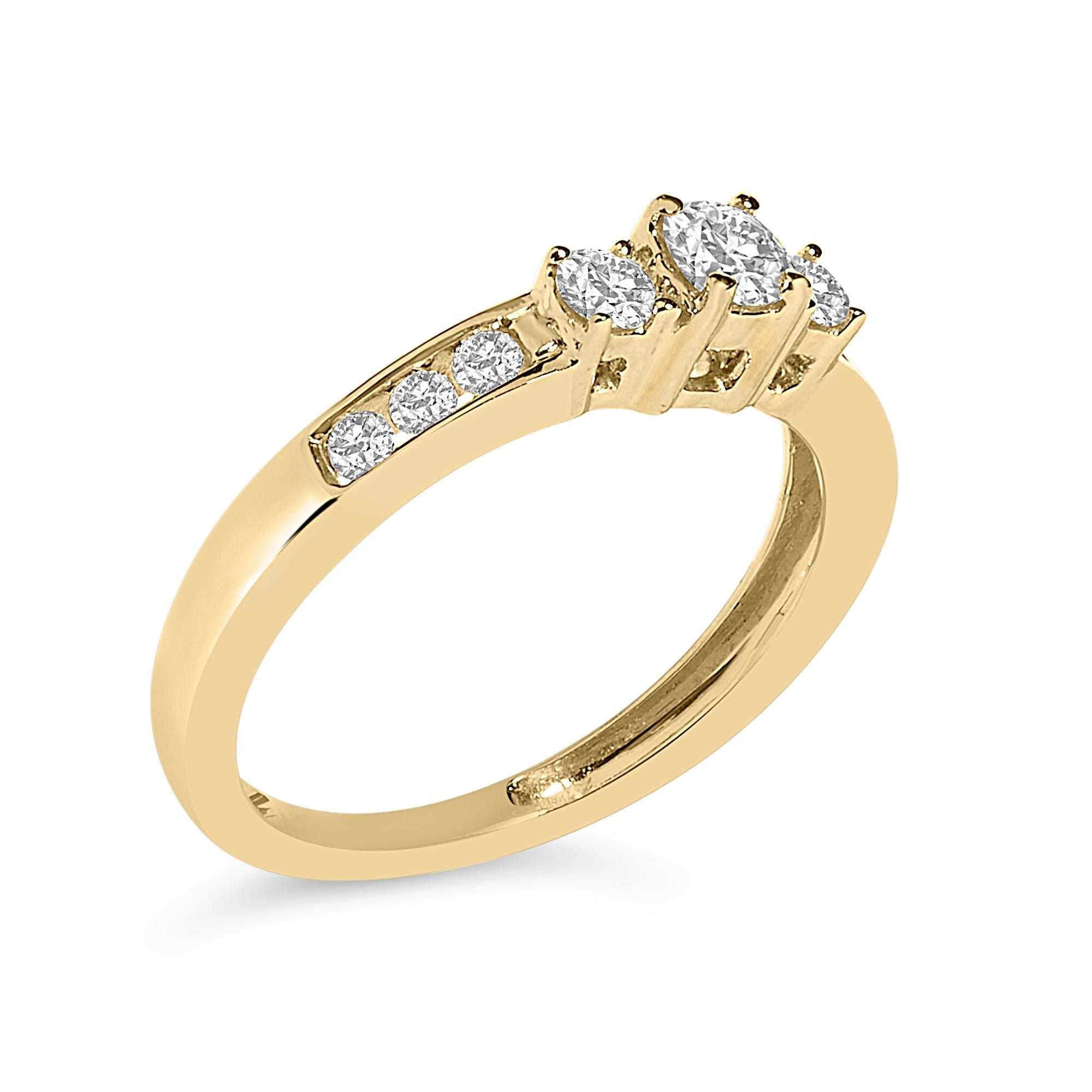 10K Gold 1/2 Cttw Diamond Three Stone Ring