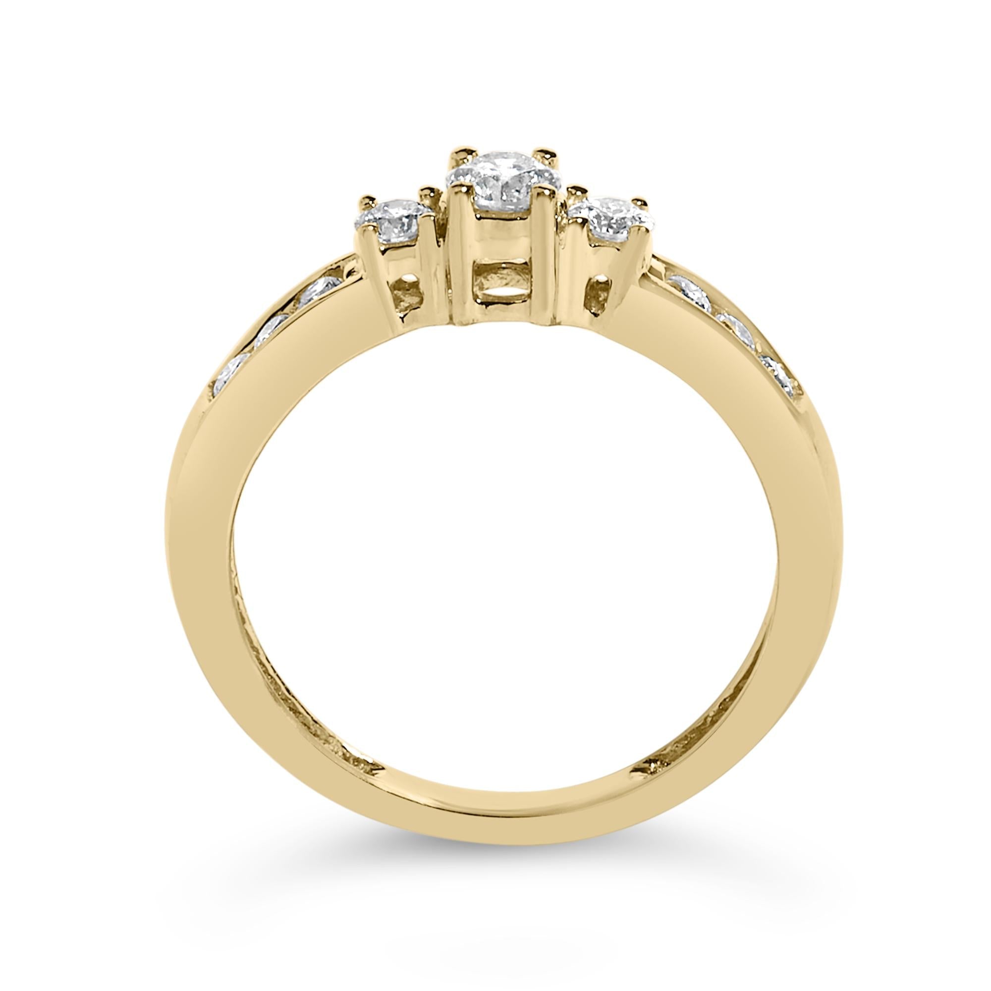 10K Gold 1/2 Cttw Diamond Three Stone Ring