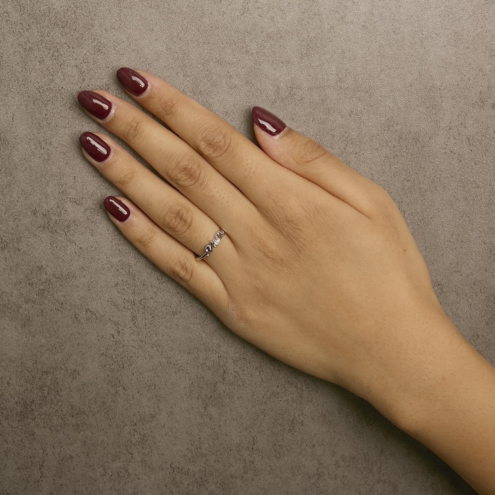 .925 Sterling Silver Diamond Accent "MOM"  Ring (J-K Color, I2-I3 Clarity)