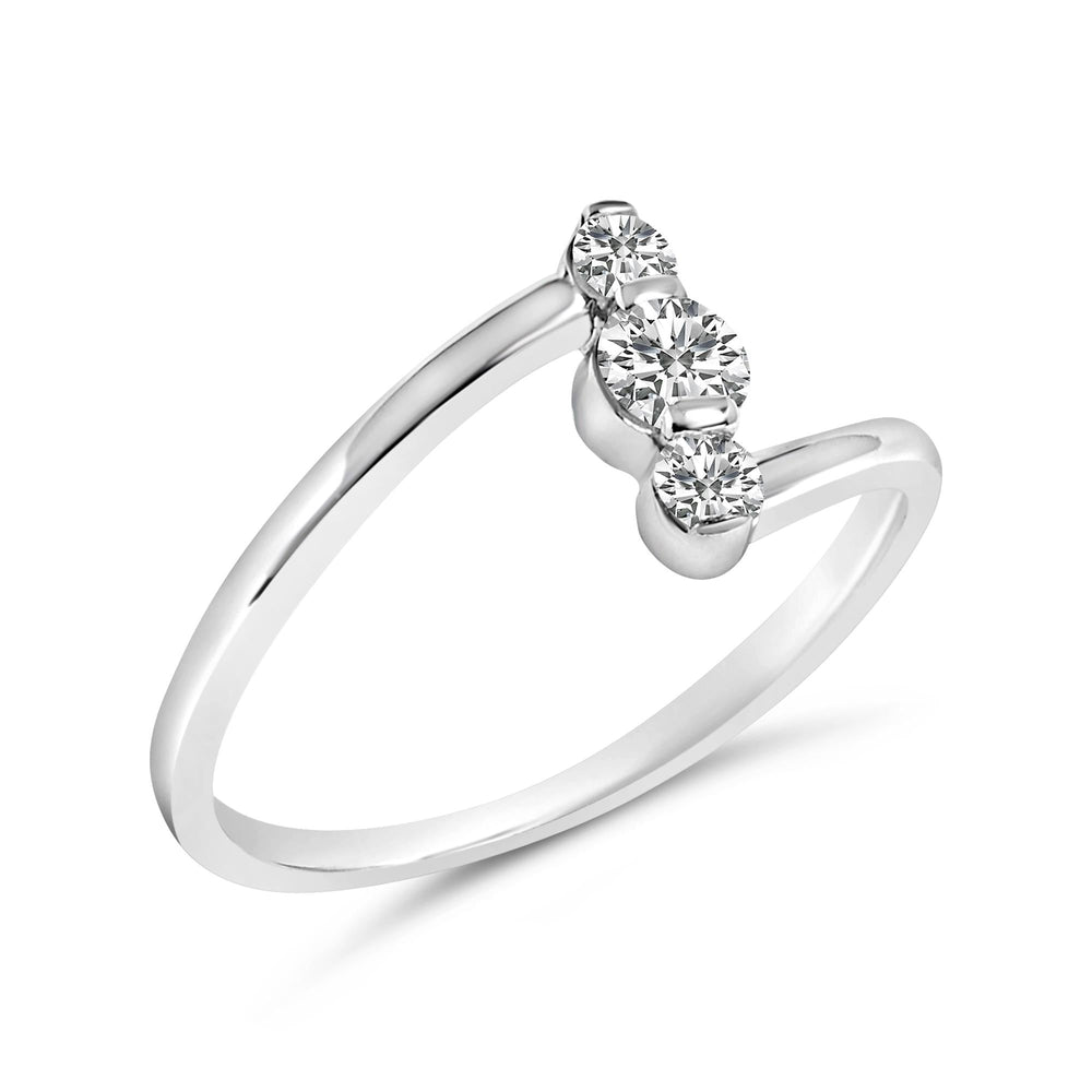 10K Gold 1/4 Cttw Lab Grown Diamond Vertical Three Stone Ring