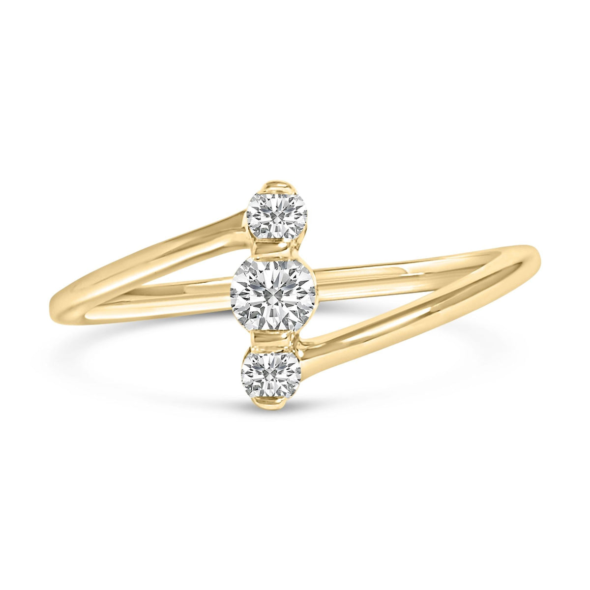 10K Gold 1/4 Cttw Lab Grown Diamond Vertical Three Stone Ring