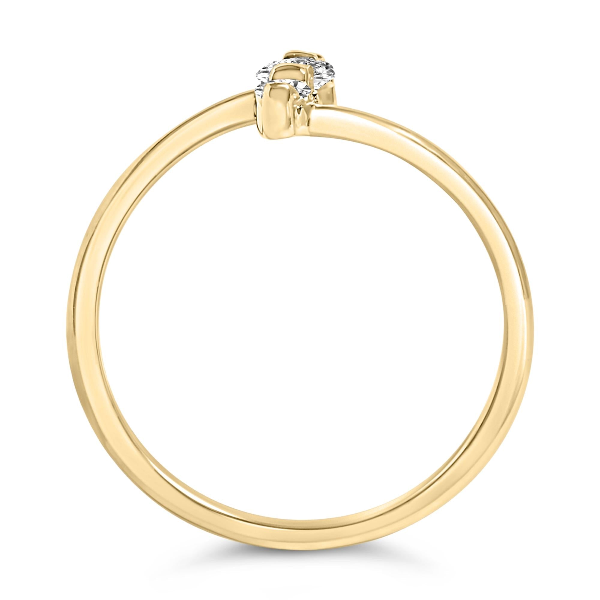10K Gold 1/4 Cttw Lab Grown Diamond Vertical Three Stone Ring