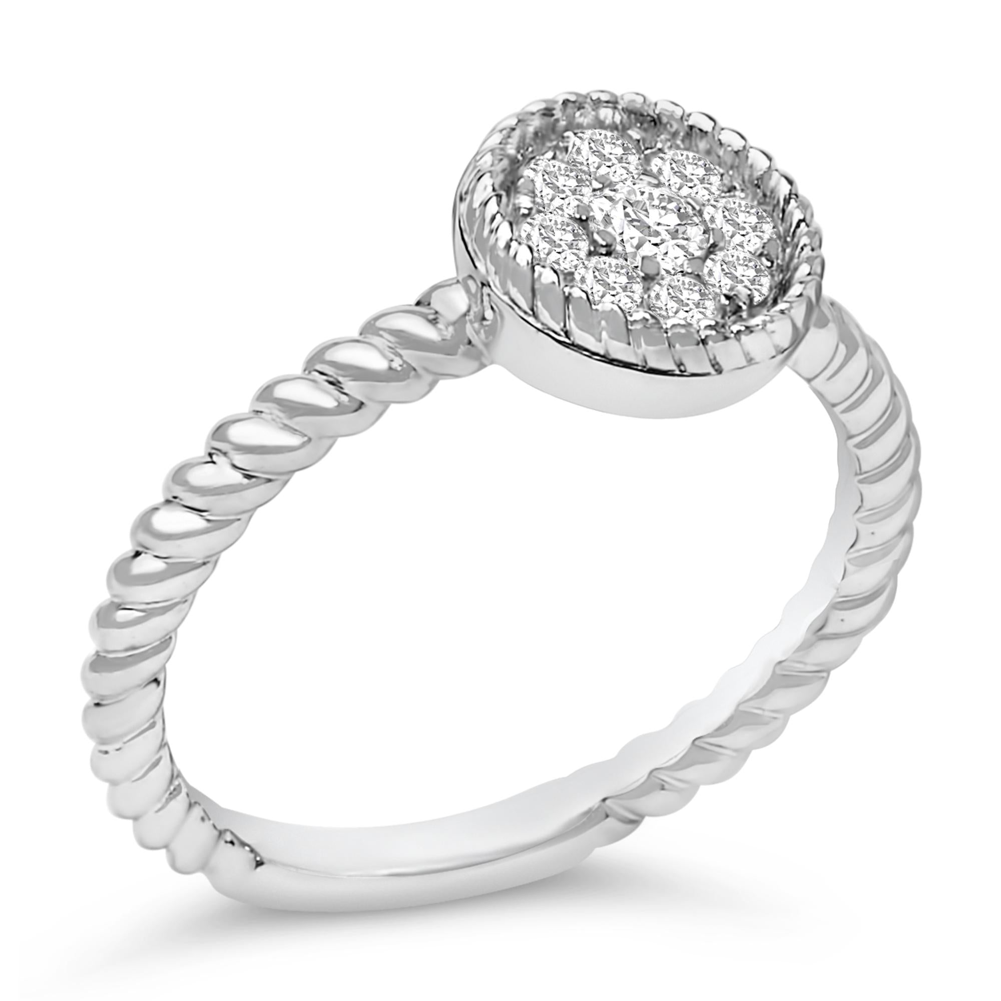 Sterling Silver 1/4 Cttw Diamond Floral Round Braided Ring