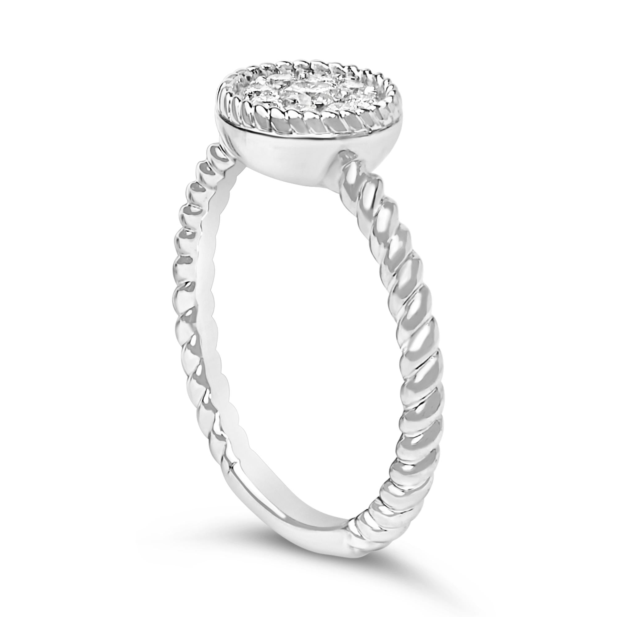 Sterling Silver 1/4 Cttw Diamond Floral Round Braided Ring