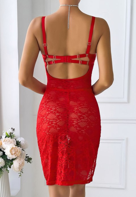 Bold and Seductive Red Lace Chemise
