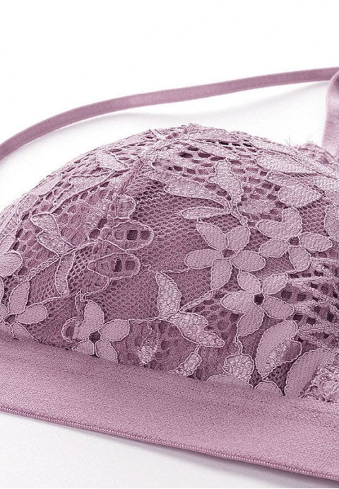 Sexy Embroidered Lace Push up Bralette Set